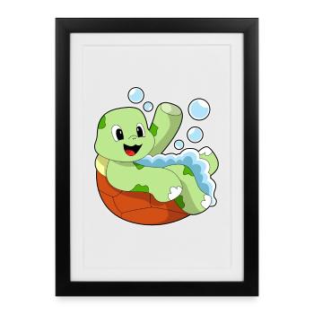 Baignoire de bain pour tortues - Affiche encadrée (27 × 37 cm) - noir - Devant