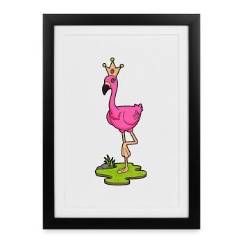 Couronne de flamant rose - Affiche encadrée (27 × 37 cm) - noir - Devant