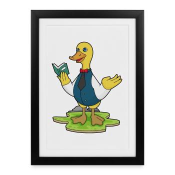 Duck Teacher Book School - Framed poster (27 × 37 cm) - black - Front