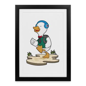 Duck Hiker Backpack Hiking - Framed poster (27 × 37 cm) - black - Front