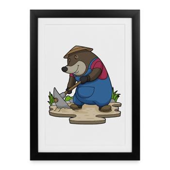 Mole Farmer Pickaxe Farm - Framed poster (27 × 37 cm) - black - Front