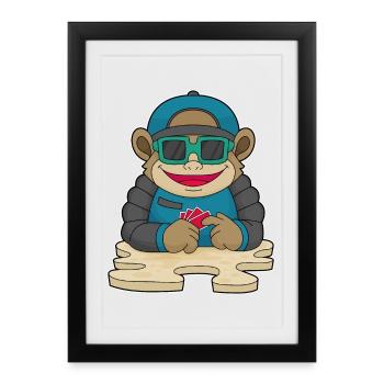 Cartes de poker Monkey Poker - Affiche encadrée (27 × 37 cm) - noir - Devant