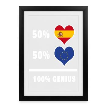 L'Europe et l'Espagne génie / cadeau - Affiche encadrée (27 × 37 cm) - noir - Devant