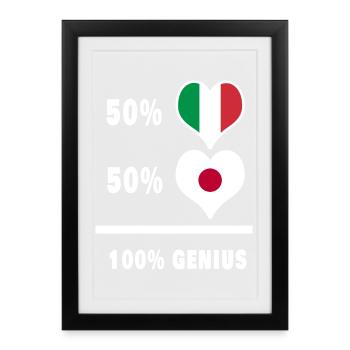 L'Italie et le Japon génie / cadeau - Affiche encadrée (27 × 37 cm) - noir - Devant