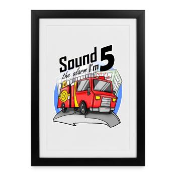 5 ans Jeune camion de pompiers voiture - Affiche encadrée (27 × 37 cm) - noir - Devant