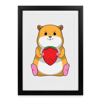 Hamster Fraise - Affiche encadrée (27 × 37 cm) - noir - Devant