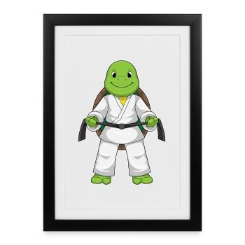 Tortue Karaté Arts Martiaux - Affiche encadrée (27 × 37 cm) - noir - Devant