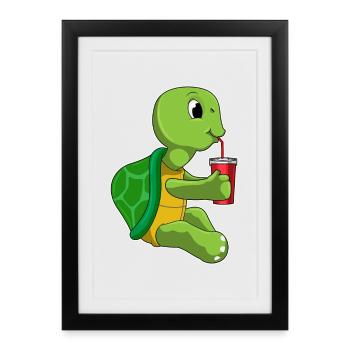Turtle Mug à emporter - Affiche encadrée (27 × 37 cm) - noir - Devant