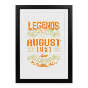 Légende d’anniversaire d’août 1951 - Affiche encadrée (27 × 37 cm) - noir - Devant