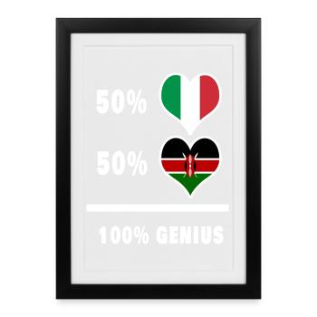 L'Italie et le Kenya génie / cadeau - Affiche encadrée (27 × 37 cm) - noir - Devant