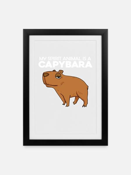 Capybara Wasserschwein - Gerahmtes Poster (27 × 37 cm) - Schwarz