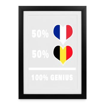 La France et la Belgique génie / cadeau - Affiche encadrée (27 × 37 cm) - noir - Devant