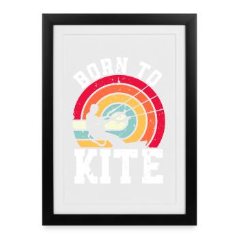 Kitesurfen Kitesurf Kitesurfer Kiteboard - Affiche encadrée (27 × 37 cm) - noir - Devant