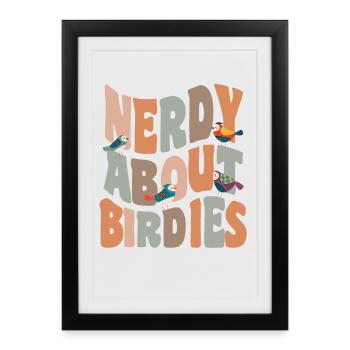 Oiseaux nerdy à propos des birdies - Affiche encadrée (27 × 37 cm) - noir - Devant