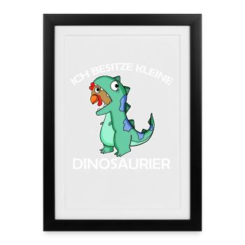 Huhn Dinosaurier Bauer Landwirt Hühnerzucht Hühner - Gerahmtes Poster (27 × 37 cm) - Schwarz - Vorne