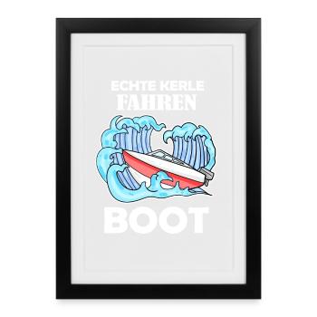 Boote Motorboot Kapitän Boot Seefahrt Geschenk - Gerahmtes Poster (27 × 37 cm) - Schwarz - Vorne