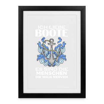 Motorboot Kapitän Boot - Gerahmtes Poster (27 × 37 cm) - Schwarz - Vorne