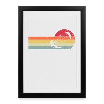 Kitesurf Kitesurfer Kiteboard Rétro Vintage - Affiche encadrée (27 × 37 cm) - noir - Devant