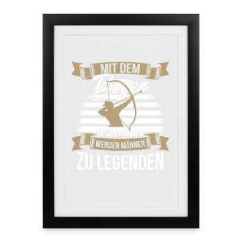 Bogenschiessen mit dem Bogen in den Händen - Gerahmtes Poster (27 × 37 cm) - Schwarz - Vorne