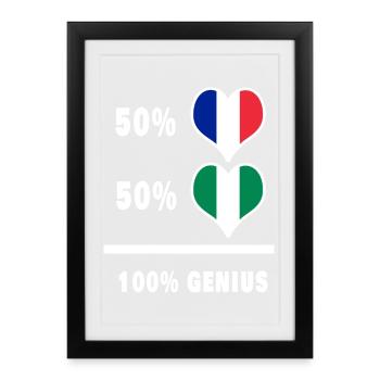 La France et le Nigéria génie / cadeau - Affiche encadrée (27 × 37 cm) - noir - Devant