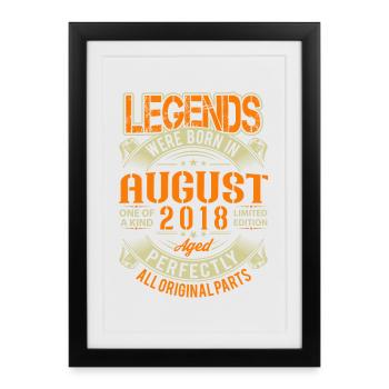 Légende d’anniversaire d’août 2018 - Affiche encadrée (27 × 37 cm) - noir - Devant
