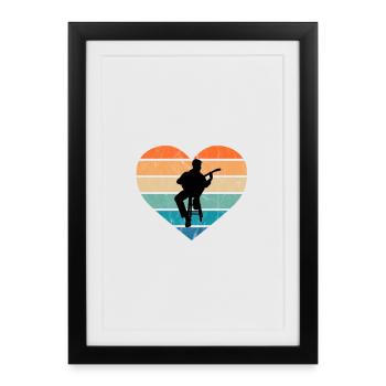 J’adore les guitaristes avec guitare acoustique - Affiche encadrée (27 × 37 cm) - noir - Devant