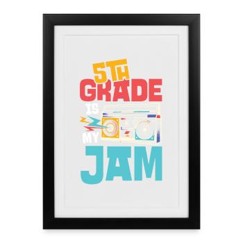 5. Klasse Musik-Design mit Kassette und Jam - Gerahmtes Poster (27 × 37 cm) - Schwarz - Vorne