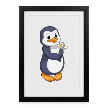 Pingouin Daisy - Affiche encadrée (27 × 37 cm) - noir - Devant
