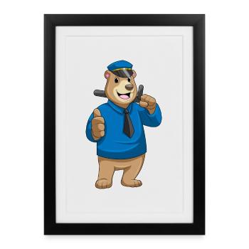 Police de Bear Police, Police de la Bâton. - Affiche encadrée (27 × 37 cm) - noir - Devant