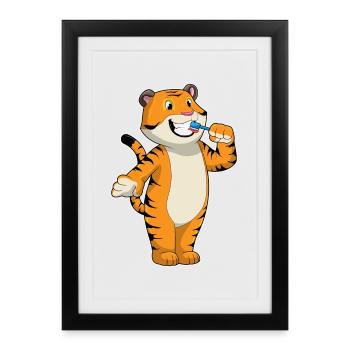 Tiger Toothbrush - Framed poster (27 × 37 cm) - black - Front