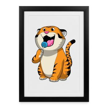 Sucette tigre - Affiche encadrée (27 × 37 cm) - noir - Devant
