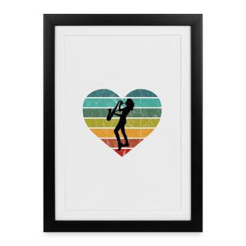 J’adore le saxophone et le saxophoniste - Affiche encadrée (27 × 37 cm) - noir - Devant