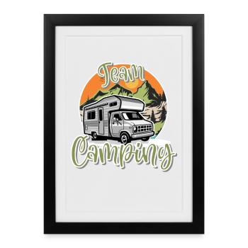 Équipe Camping Camper Campen - Affiche encadrée (27 × 37 cm) - noir - Devant