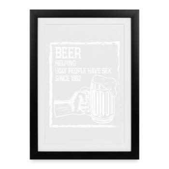 Buveur de bière Boire de l’alcool Tour Hommes - Affiche encadrée (27 × 37 cm) - noir - Devant