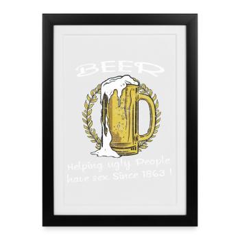 La bière à motif de chemise de bière fraîche aide au sexe - Affiche encadrée (27 × 37 cm) - noir - Devant