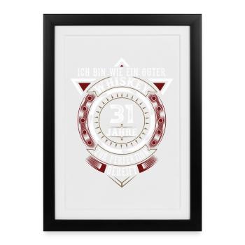 31. Geburtstag Whiskey Whisky - Gerahmtes Poster (27 × 37 cm) - Schwarz - Vorne