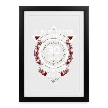 30. Geburtstag Whiskey Whisky - Gerahmtes Poster (27 × 37 cm) - Schwarz - Vorne