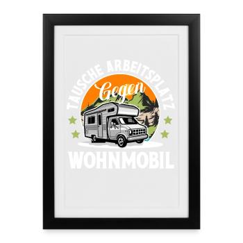Camping Camper Campen - Gerahmtes Poster (27 × 37 cm) - Schwarz - Vorne