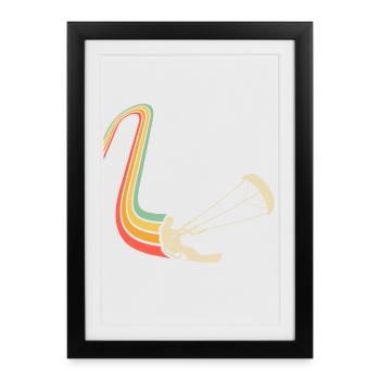 Kitesurfen Kitesurf Kitesurfer Kiteboard - Affiche encadrée (27 × 37 cm) - noir - Devant