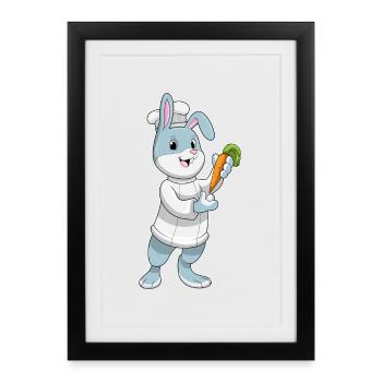Bunny Cook Cuisinière Cuisinière de Carottes - Affiche encadrée (27 × 37 cm) - noir - Devant
