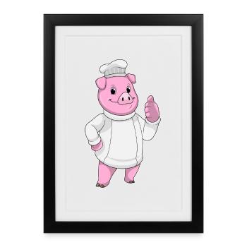 Cuisinier Chef Cuisinier Chapeau - Affiche encadrée (27 × 37 cm) - noir - Devant