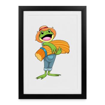 Ferme de pailles Frog Farmer - Affiche encadrée (27 × 37 cm) - noir - Devant