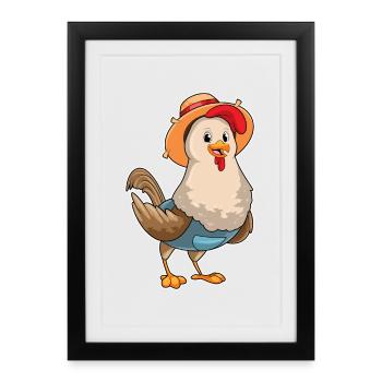 Ferme des éleveurs de poulets - Affiche encadrée (27 × 37 cm) - noir - Devant