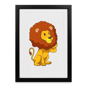 Coiffure Lion Afro - Affiche encadrée (27 × 37 cm) - noir - Devant