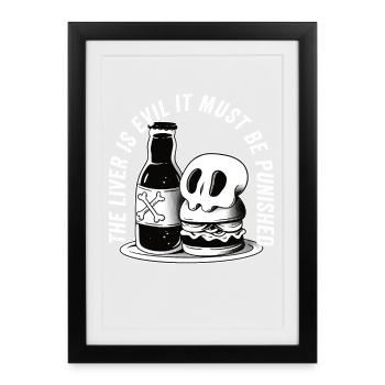 Le foie est mauvais et est puni - Affiche encadrée (27 × 37 cm) - noir - Devant