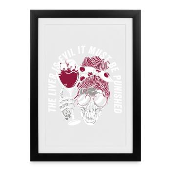 Le foie est mauvais et est puni - Affiche encadrée (27 × 37 cm) - noir - Devant