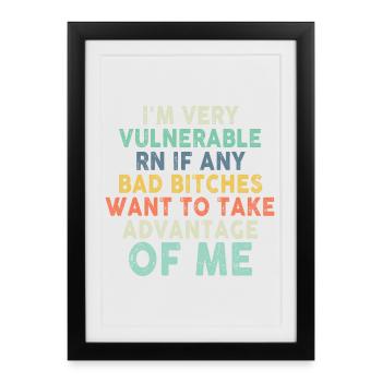 Je suis très vulnérable IA - Affiche encadrée (27 × 37 cm) - noir - Devant