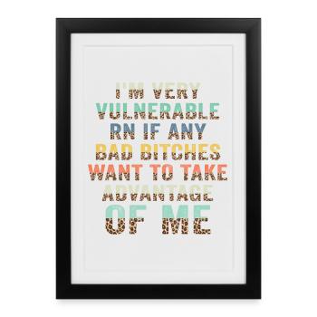 Je suis très vulnérable IA - Affiche encadrée (27 × 37 cm) - noir - Devant