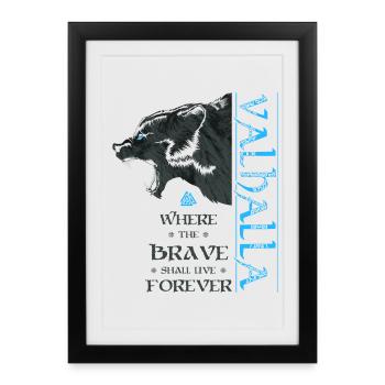 Grizzly Bear Valhalla Viking Bear Wotan Nœuds - Affiche encadrée (27 × 37 cm) - noir - Devant