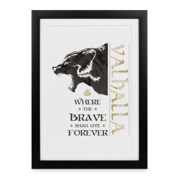 Valhalla Viking Bear Grizzly Bear Wotan Nœuds - Affiche encadrée (27 × 37 cm) - noir - Devant